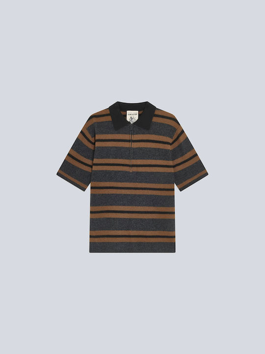 Elsa Women's Striped Multicolour Short Sleeve Polo Blouse