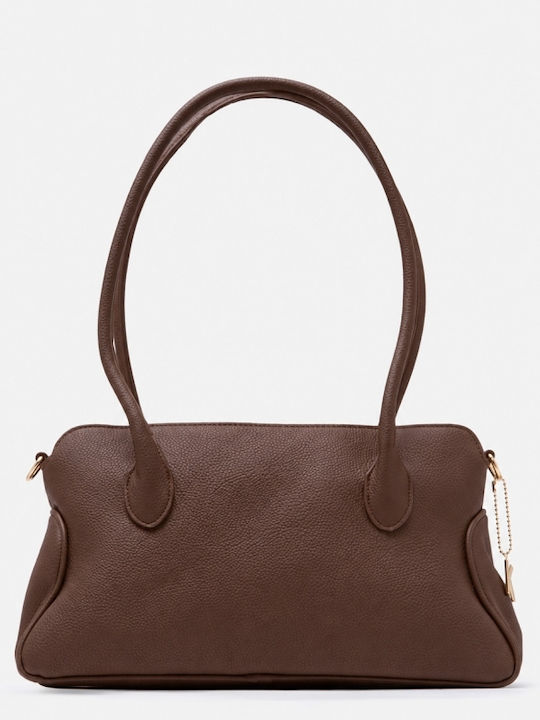 Braune Damen-Schultertasche aus Stoff