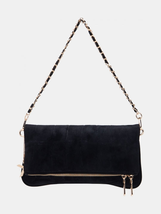 Damen-Clutch aus schwarzem Wildleder