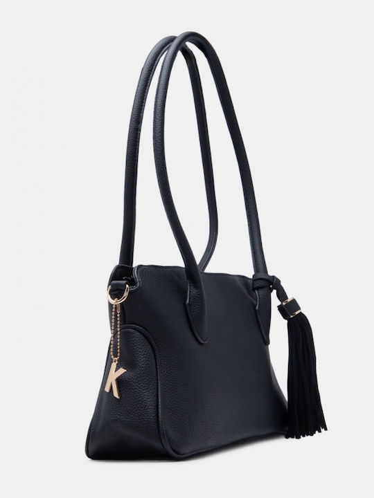 Schwarze Damen-Schultertasche aus Stoff