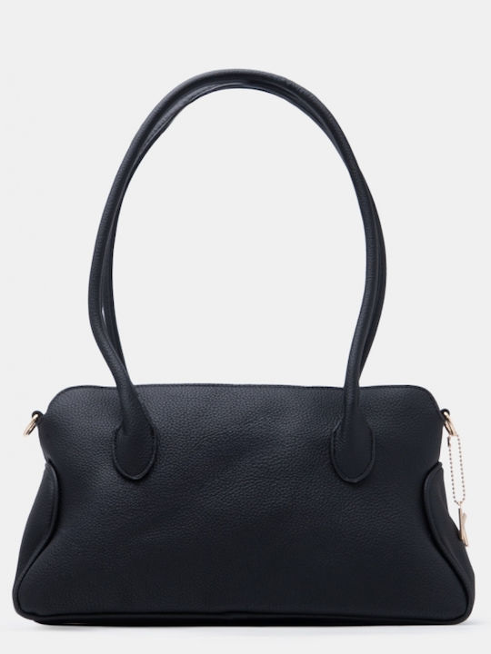 Schwarze Damen-Schultertasche aus Stoff