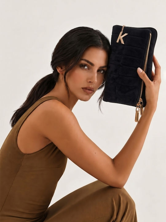 Damen-Clutch aus schwarzem Wildleder