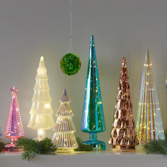 Illuminated Christmas Decorative Glass Tree 32cm