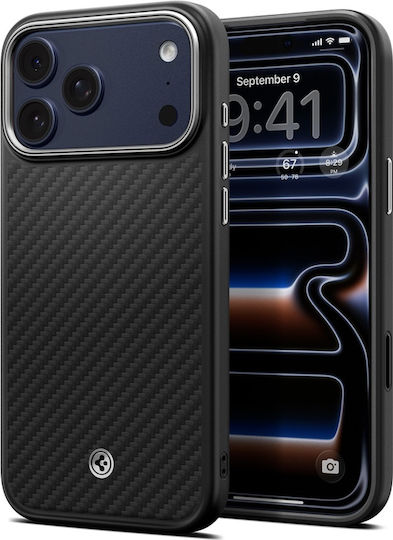 Husă Spigen Enzo Aramid T MagSafe Negru Argintiu pentru iPhone 18 Pro / iPhone 17 Pro