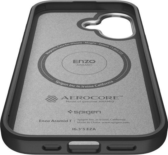 Husă Spigen Enzo Aramid „t” MagSafe pentru iPhone 17, Negru și Argintiu