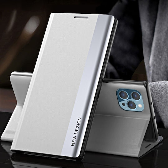 iPhone 13 Pro Max Hülle New Design Leder-Standhülle aus synthetischem Leder Weiß
