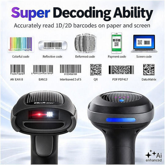 Qoltec Handheld-Scanner mit Linearer Bildgeber (1D) Barcodes