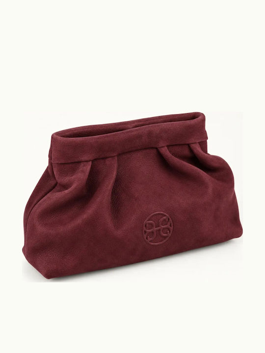 Burgundy Suede Leather Women's Handbag