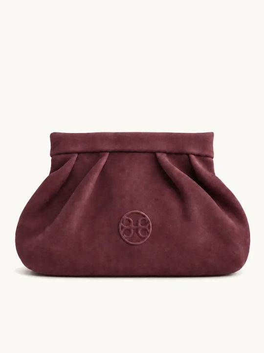 Burgundy Suede Leather Women's Handbag