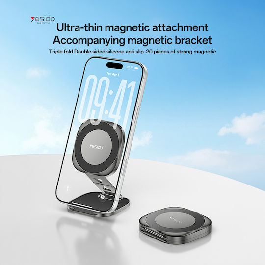 Yesido C301 Foldable Magnetic Aluminum Cell Phone Stand Black
