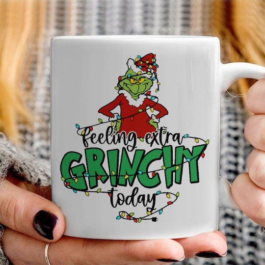 Koupakoupa Grinch Feeling Extra Grinchy Today Weihnachtlicher Keramikbecher Weiß 330 ml
