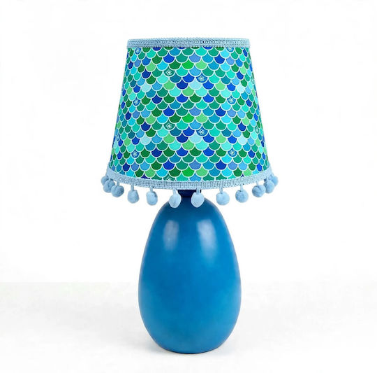 Oxygen Fish Table Lamp for E27 Socket with Turquoise Shade and Base