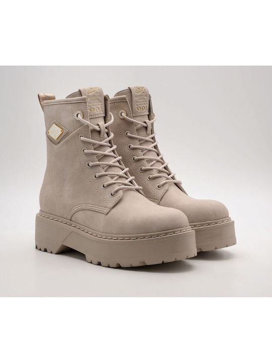 Replay Luisa Flame Biker-Stiefeletten Beige