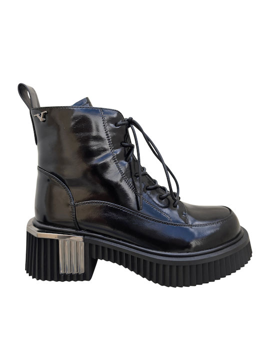 Leather Women's Combat Boots Black