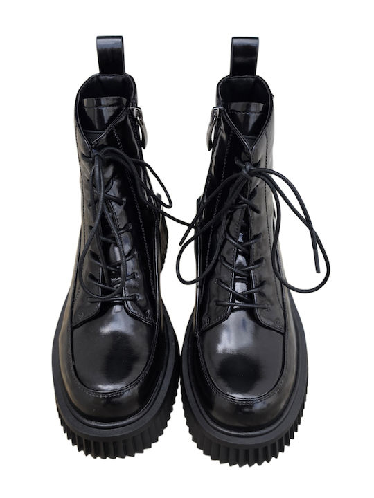 Leather Women's Combat Boots Black