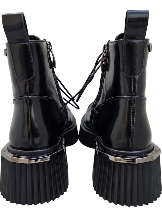 Leather Women's Combat Boots Black