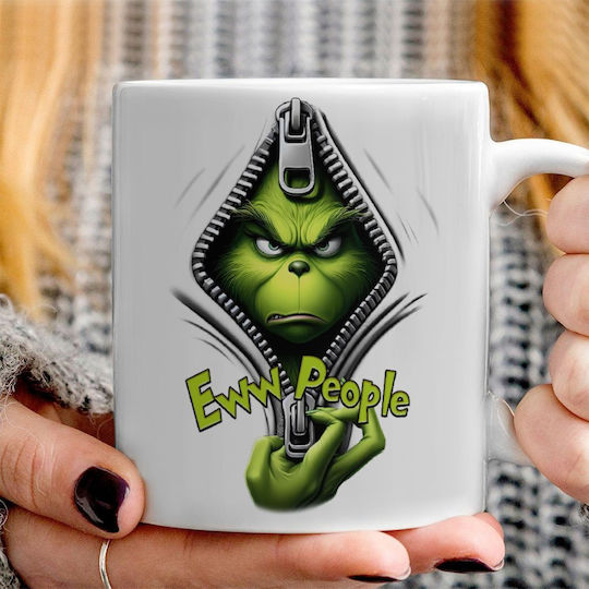 Koupakoupa Grinch Weihnachtlicher Keramikbecher Weiß 330 ml