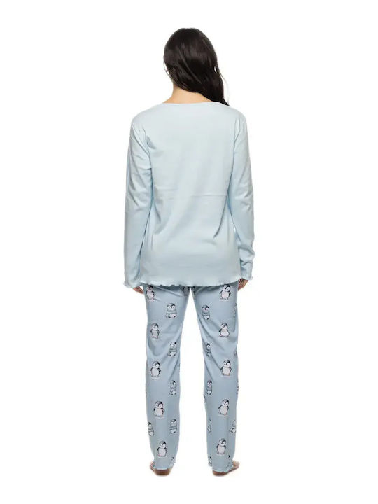 Galaxy Зимен Дамски Комплект Пижама Baby Blue