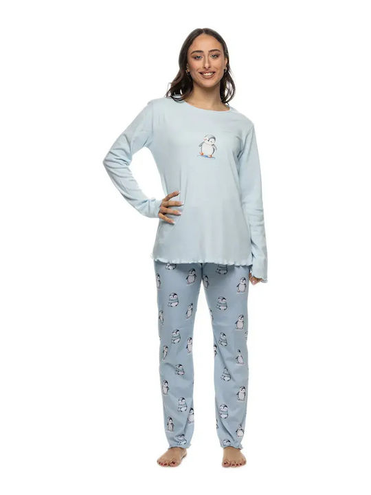 Galaxy Winterliches Damen-Pyjama-Set Babyblau
