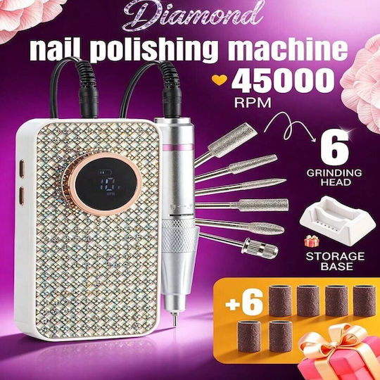 Battery-Powered Nail Drill with 45000 Rounds per Minute
