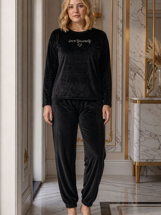 Boyraz Winter Women's Black Pajama Set