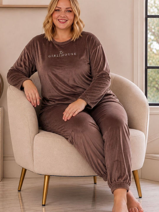 Boyraz Winter Women's Chocolate Pajama Set