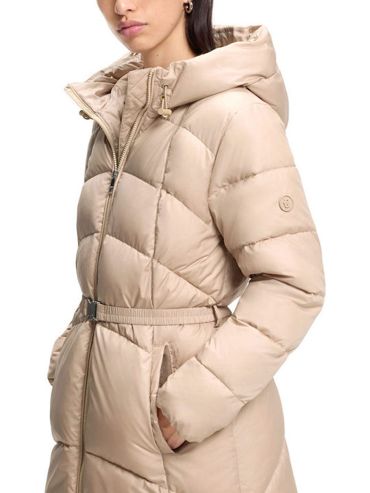 Women's Beige Winter Puffer Jacket