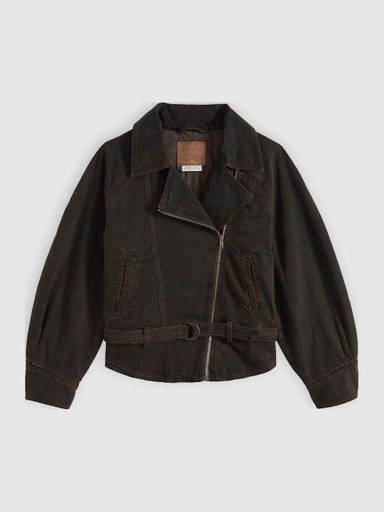 Trucker Μακρύ Γυναικείο Bomber Jacket Brown
