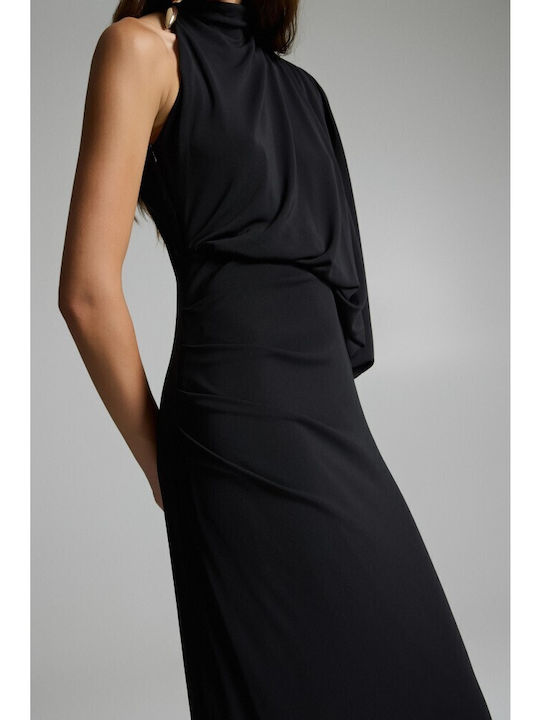 Maxi Βραδινό Φόρεμα Ντραπέ Black