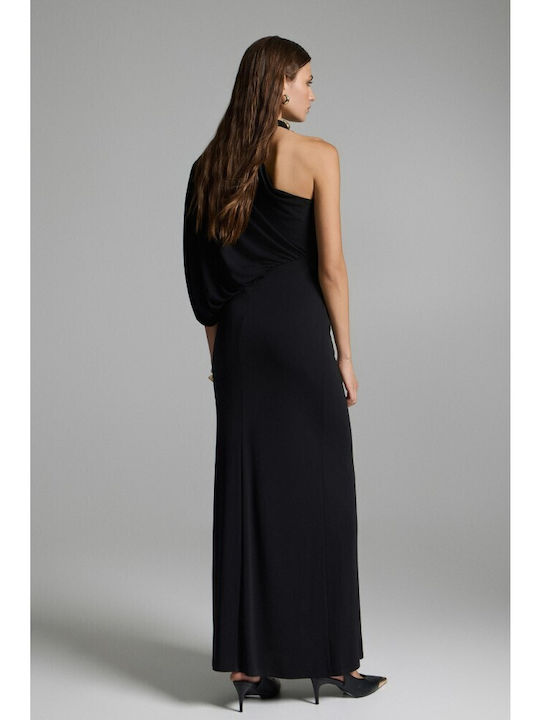 Maxi Βραδινό Φόρεμα Ντραπέ Black