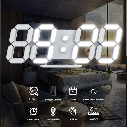 EDUP Ceas Digital de Masă cu LED și Alarmă Alb BG-15-0047
