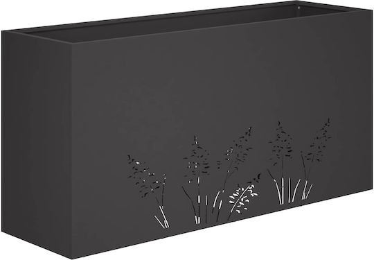 vidaXL Garden Metal Planter Black 100x30x49 cm