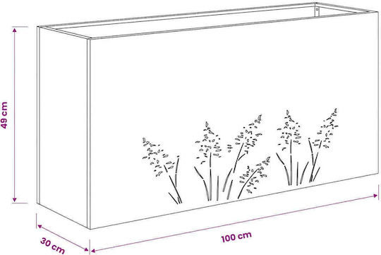 vidaXL Garden Metal Planter Black 100x30x49 cm