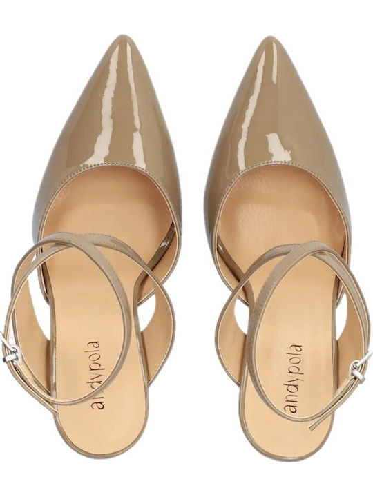 Spitze Lacklederpumps mit Stilettoabsatz und Riemchen Grau