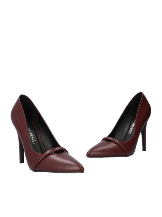 Pointed Toe Heels With Burgundy Stiletto Heel