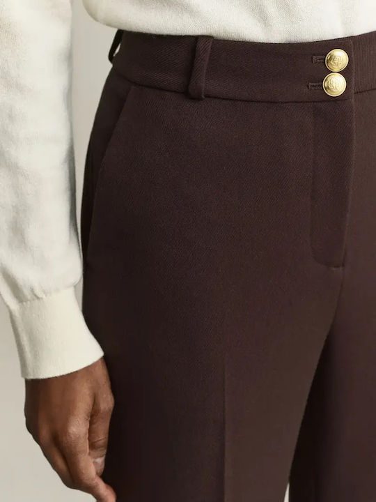 Women's Fabric Capri Trousers in a Slim Fit Brown