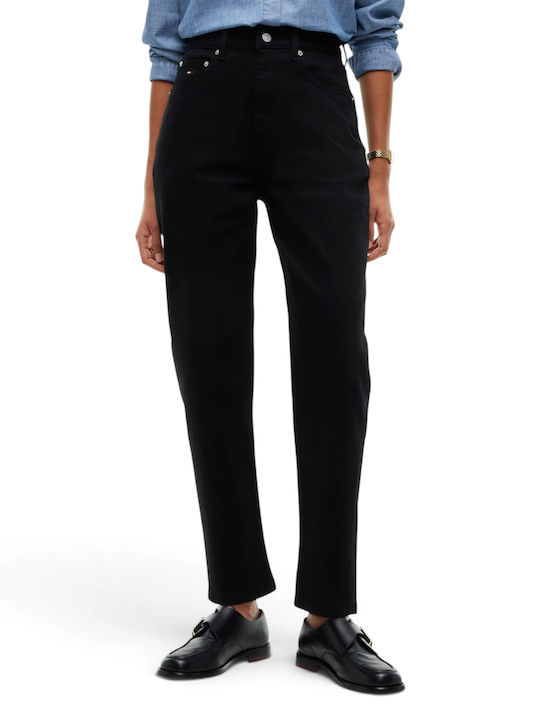 Damen Jeanshose mit Hohem Bund in Mom-Passform Schwarz