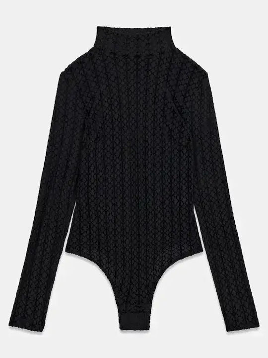 Women's Long-Sleeved High-Neck Bodysuit Guess Margaret O6bm04k4996 Jblk