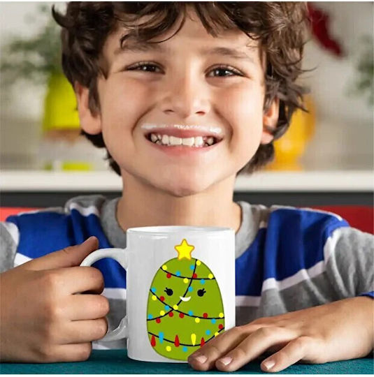Christmas Ceramic Mug with Christmas Trees 330ml (Personalized)