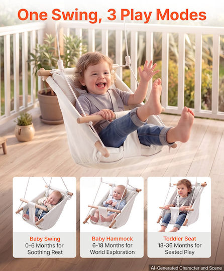 Vevor Wooden Swing with Seat Belt White