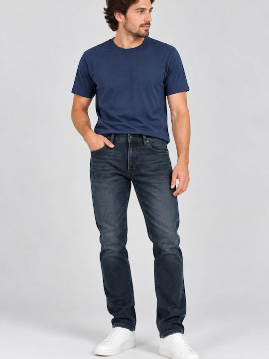 Men’s Stretch Denim Pants Straight Dark Blue