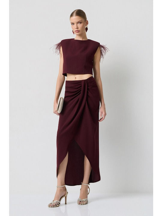 Midi Φούστα Φάκελος Burgundy