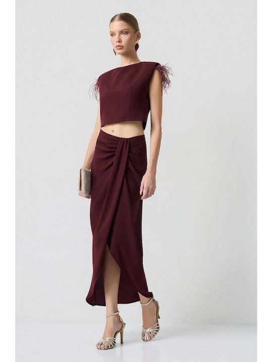 Midi Φούστα Φάκελος Burgundy