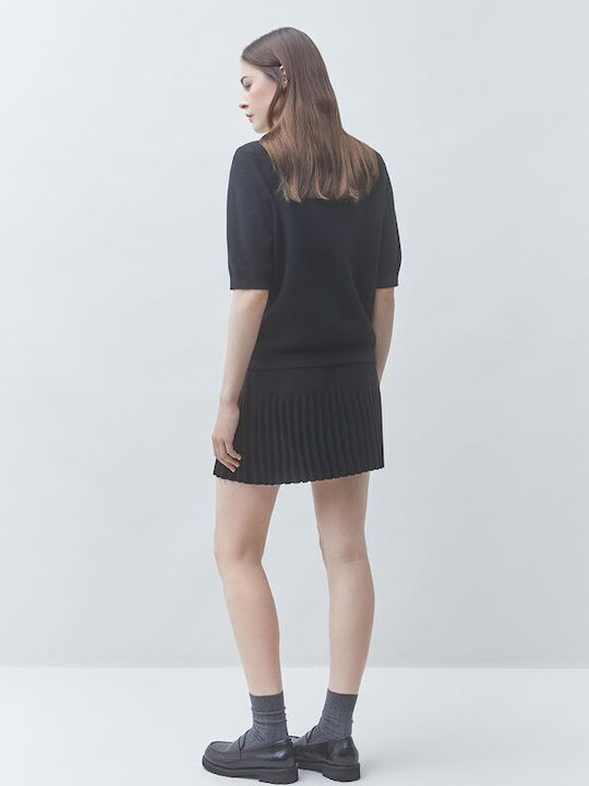 Women's Short Sleeve Black Blouse