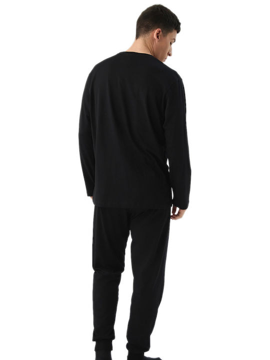 Minerva Minimalism Herrenpyjama-Oberteil aus Baumwolle für den Winter Schwarz Minerva Minimalism Herrenpyjama-Oberteil aus Baumwolle für den Winter Schwarz