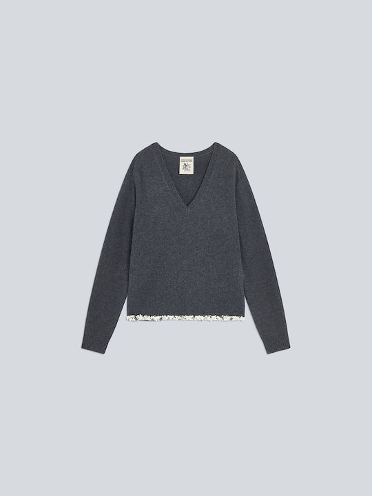 Celia Women's Long-Sleeve Wool Sweater Dark Grey