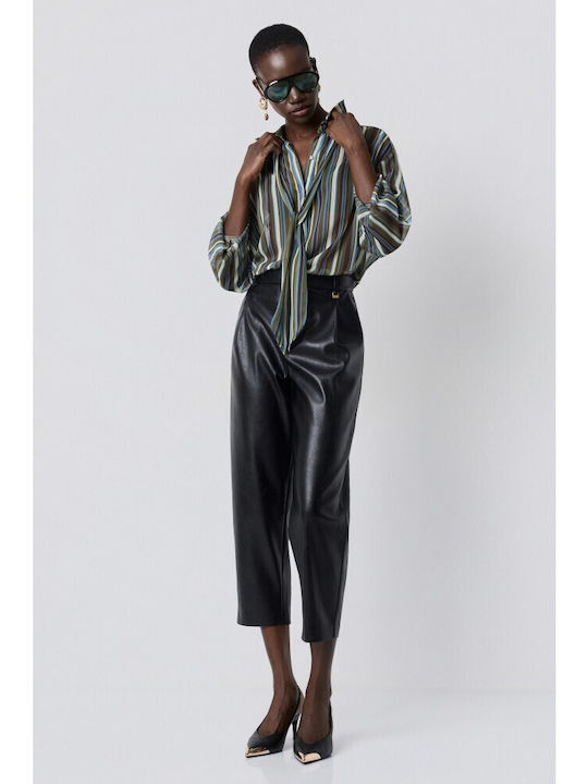 Women's Striped Oil Half Button Shirt