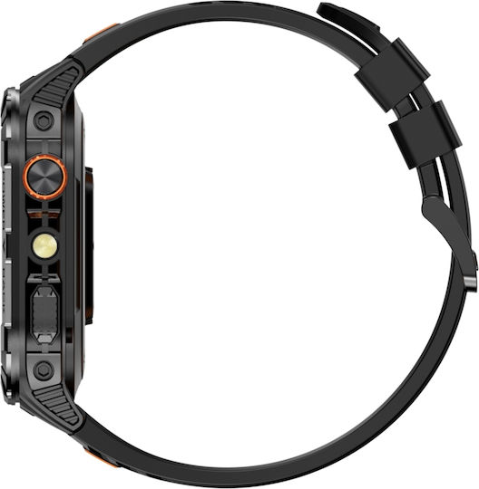 Microwear Smartwatch K70a Μαύρη Κάσα Μαύρο Λουρί Σιλικόνης