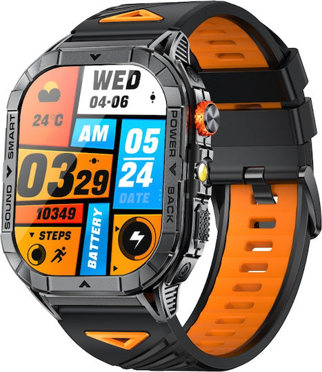 Microwear Smartwatch K70a Μαύρη Κάσα Μαύρο Λουρί Σιλικόνης
