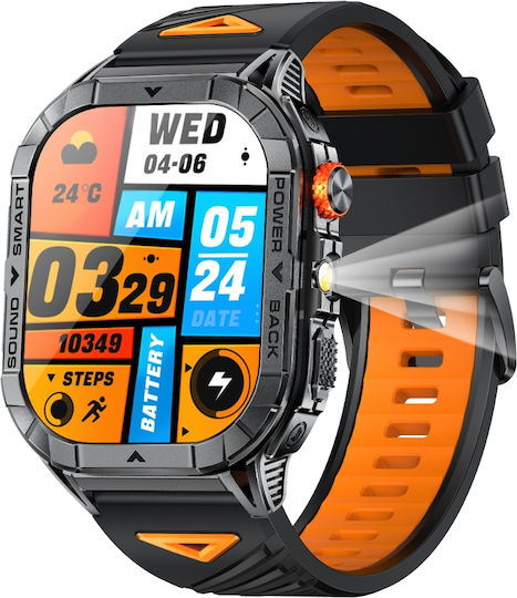 Microwear Smartwatch K70a Μαύρη Κάσα Μαύρο Λουρί Σιλικόνης